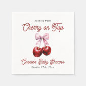 Moderne Cherry auf der Pink Bow Babydusche Serviette (Vorderseite)