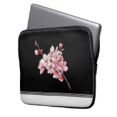 Moderne Cherry Blossom Black Electronics Bag Laptopschutzhülle (Vorderseite Links)