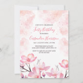 Moderne Cherry Blossom Blume Pink Splash Geburtsta Einladung (Vorderseite)