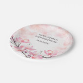 Moderne Cherry Blossom Blume Pink Splash Geburtsta Pappteller (Schrägansicht)