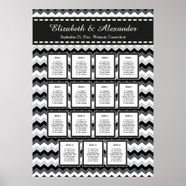 Moderne Chevon Wedding 15 Table Seating Chart Poster
