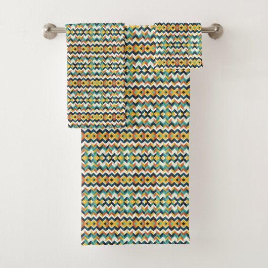 moderne Chevron-Geometrie Badhandtuch Set (Insitu)