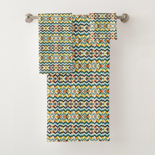 moderne Chevron-Geometrie Badhandtuch Set (Insitu)
