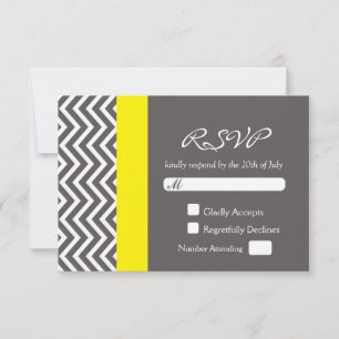 Moderne Chevron Grau & Gelbe Hochzeits-RSVP-Karte RSVP Karte