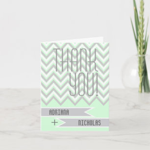 Moderne Chevron Grau, Mintgrün Hochzeit Danke schö