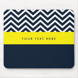 Moderne Chevron-Navyblau- und Gelb-Trendy-Mauspad Mousepad