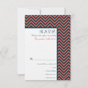 Moderne Chevron Neon-Korallen/Navy-Hochzeits-RSVP- RSVP Karte
