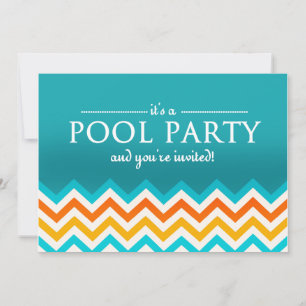 Moderne Chevron-Poolparty-Einladungen Einladung