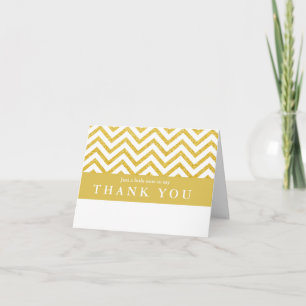 Moderne Chevron Weiß & Gold gefaltete Dankeskarte