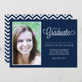 Moderne Chevrons Foto Abschluss {Blau} Ankündigung (Vorne/Hinten)