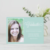 Moderne Chevrons Foto Abschluss {Minze} Ankündigung (Stehend Vorderseite)