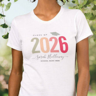 Moderne Chic Absolventen Blassrosa Abschlussfeier T-Shirt