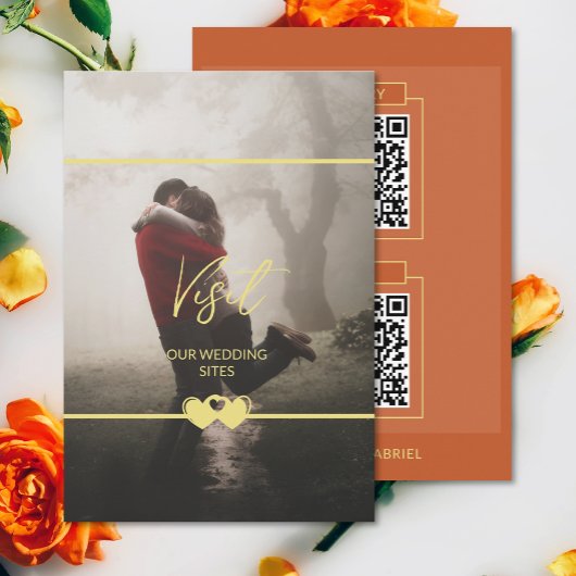 Moderne Chic Add Foto Wedding QR CD Umschließkarte Begleitkarte