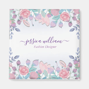 Moderne Chic Aquarell Blaue Hortensien Blumenmuste Magnet