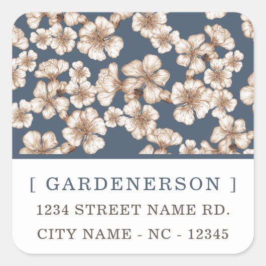 Moderne Chic Blossoms Square Sticker (Vorderseite)