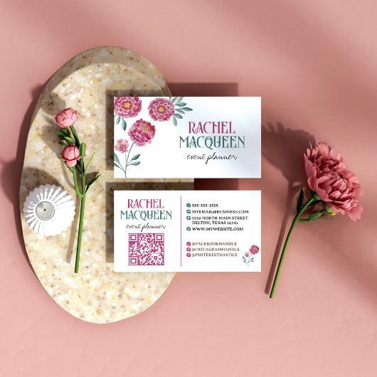 Moderne Chic Blumen Wasserfarbe Visitenkarte