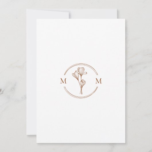 Moderne Chic Boho Brown-Hochzeit im Herbst Einladung (Rückseite)