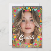moderne chic boho helle wilde Blumen Abschluss Einladung (Rückseite)