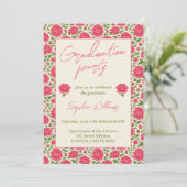 Moderne Chic Boho Pink Peony Graduation Party Einladung (Stehend Vorderseite)