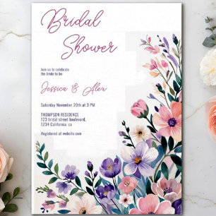 Moderne Chic Boho Wild Blume Hochzeit Einladung