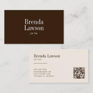 Moderne Chic Braun und Beige Professioneller QR-Co Visitenkarte
