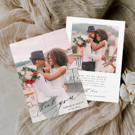 Moderne Chic Calligraphie 2 Foto Hochzeit Dankeskarte