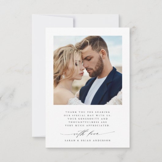 Moderne Chic Calligraphie 2 Foto Hochzeit Vielen D Dankeskarte (Rückseite)