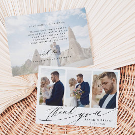 Moderne Chic Calligraphie 4 Foto Hochzeit Dankeskarte