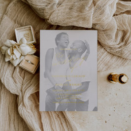 Moderne Chic Calligraphy Einfaches Foto Wedding Go Folieneinladung