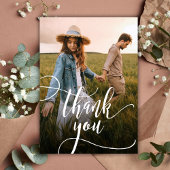 Moderne Chic Calligraphy Script 2 Foto Wedding Dankeskarte