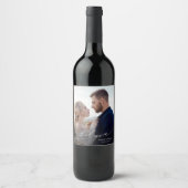 Moderne Chic Calligraphy Wedding Danke Foto Weinetikett (Vorderseite)