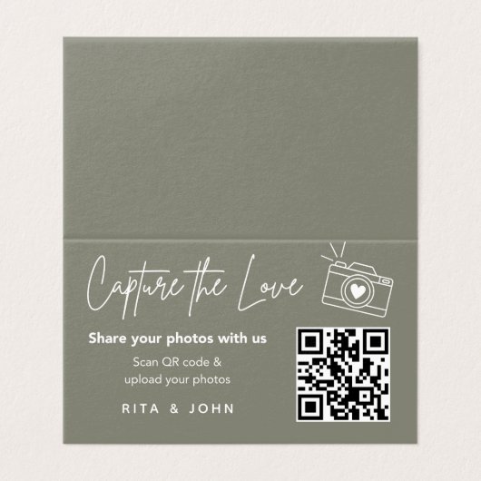 Moderne Chic Capture the Liebe QR code Folded Card (Außenseite Aufgefaltet)