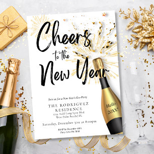 Moderne Chic-Champagner-Feier zum neuen Jahr Party Einladung