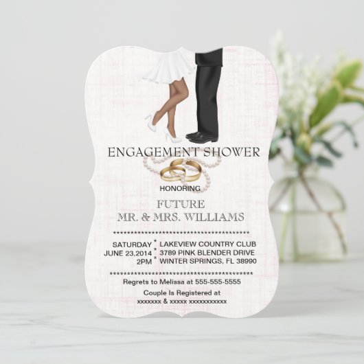 Moderne Chic Couple Verlobung Dusche einladen Einladung (Stehend Vorderseite)