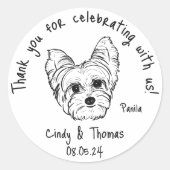 Moderne Chic Custom Funny Yorkie Dog Gastgeschenk  Runder Aufkleber (Vorderseite)