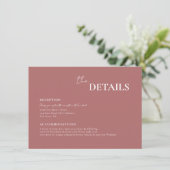 Moderne Chic Dusty Rose Script Typografy Wedding Begleitkarte (Stehend Vorderseite)