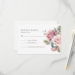 Moderne Chic Elegante Romantische Rosa Rosenhochze RSVP Karte