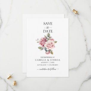Moderne Chic Elegante Romantische Rosa Rosenhochze Save The Date