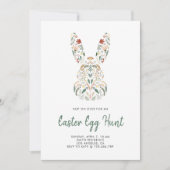 Moderne Chic Floral Bunny Ostereier Jagd Einladung (Vorderseite)
