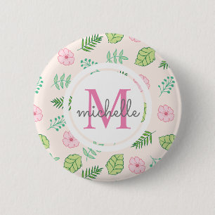 Moderne Chic Floral Monogram Button