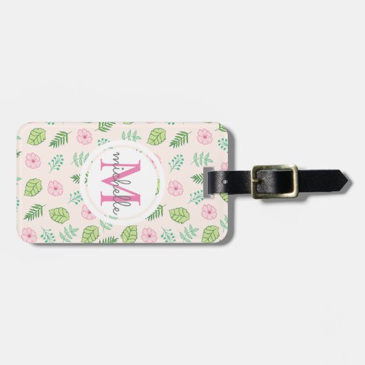 Moderne Chic Floral Monogram Gepäckanhänger (Vorderseite horizontal)