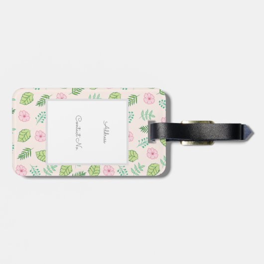 Moderne Chic Floral Monogram Gepäckanhänger (Rückseite horizontal)