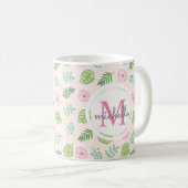 Moderne Chic Floral Monogram Kaffeetasse (VorderseiteRechts)