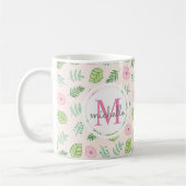 Moderne Chic Floral Monogram Kaffeetasse (Links)