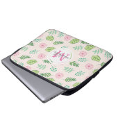 Moderne Chic Floral Monogram Laptopschutzhülle (Vorne Knopf)