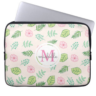 Moderne Chic Floral Monogram Laptopschutzhülle