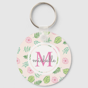 Moderne Chic Floral Monogram Schlüsselanhänger