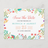 Moderne Chic-Floral Save the Date Ankündigungspostkarte (Vorderseite)