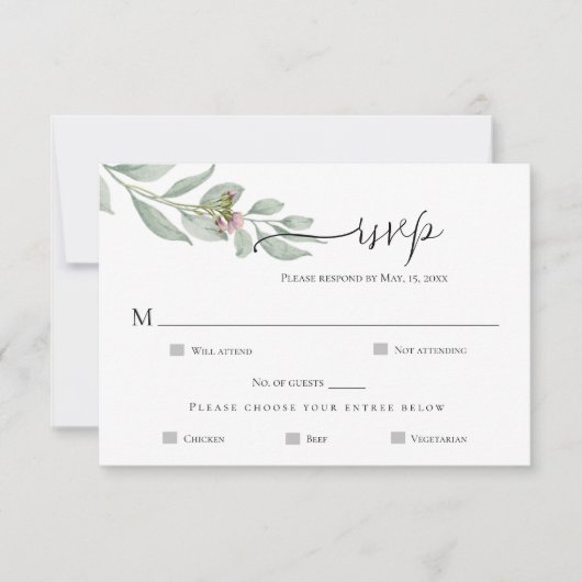Moderne Chic Floral Wedding RSVP Card Karte (Vorderseite)