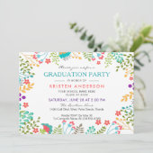 Moderne Chic Fresh Floral Graduation Party Einladung (Stehend Vorderseite)